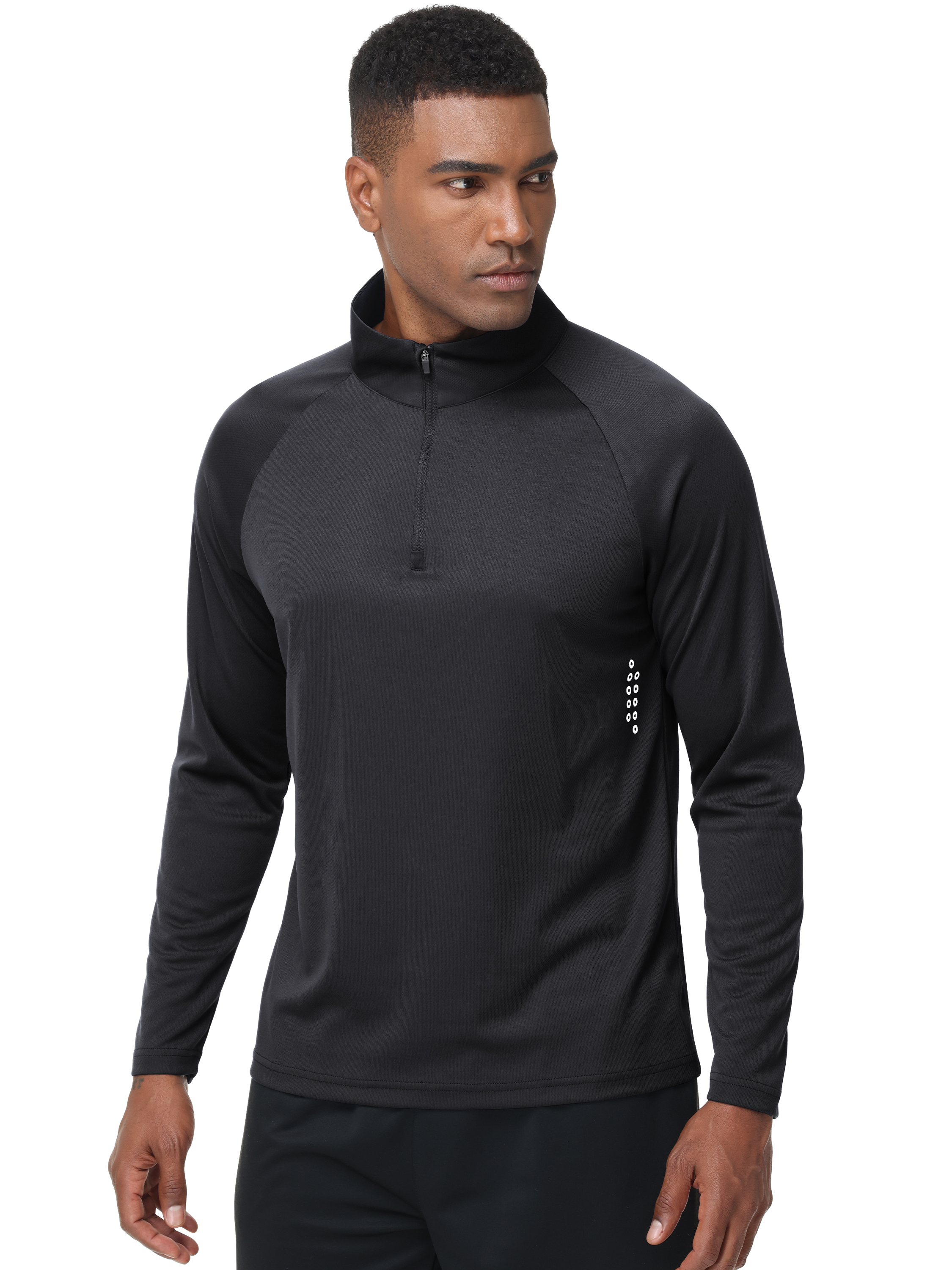 Pullover de hombre con cremallera parcial y manga larga, de secado rápido y absorción de humedad, camisa atlética para correr, golf, gimnasio y uso casual 2