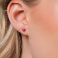 thumbnail image 4 of Gem Stone King 10K White Gold Pink Created Sapphire Stud Earrings for Women | 1.20 Cttw | Gemstone September Birthstone | Heart Shape 5MM, 4 of 6