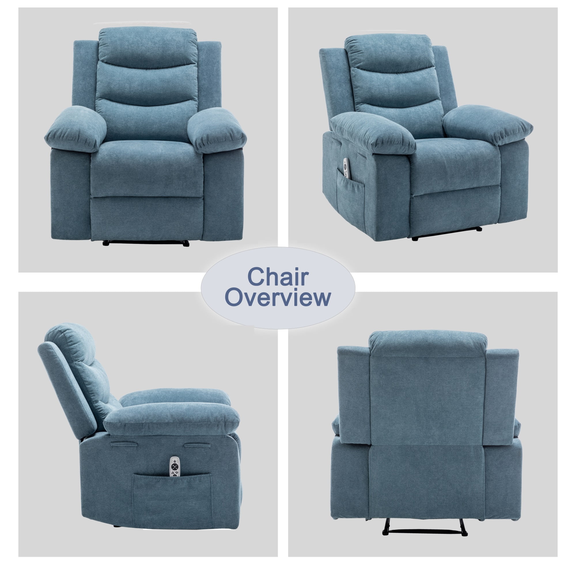 Kadyn Power Recliner Chair with Adjustable Massage Function, Recliner Chair with Heating System for Living Room, Blue Kadyn Power Recliner Chair with Adjustable Massage Function, Recliner Chair with Heating System for Living Room, Blue