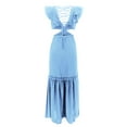 thumbnail image 4 of Summer Saving Wycnly Summer Dresses for Women Sexy Hollow out Ruffle Layer Flowy Swing A Line Long Dresses 2024 Sleeveless V-Neck Solid Maxi Formal Dress Sky Blue XL, 4 of 5