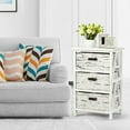 thumbnail image 4 of Gymax Chest w/3 Fabric Drawers Vintage Wood Frame End Table Side Sofa Table Nightstand, 4 of 10