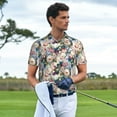 thumbnail image 3 of Rateoe Rose Flowers Pattern Men's Short Sleeve Polo Shirts, Golf Polo Shirts Short Sleeve Performance Moisture Wicking Dry-XX-Large, 3 of 6