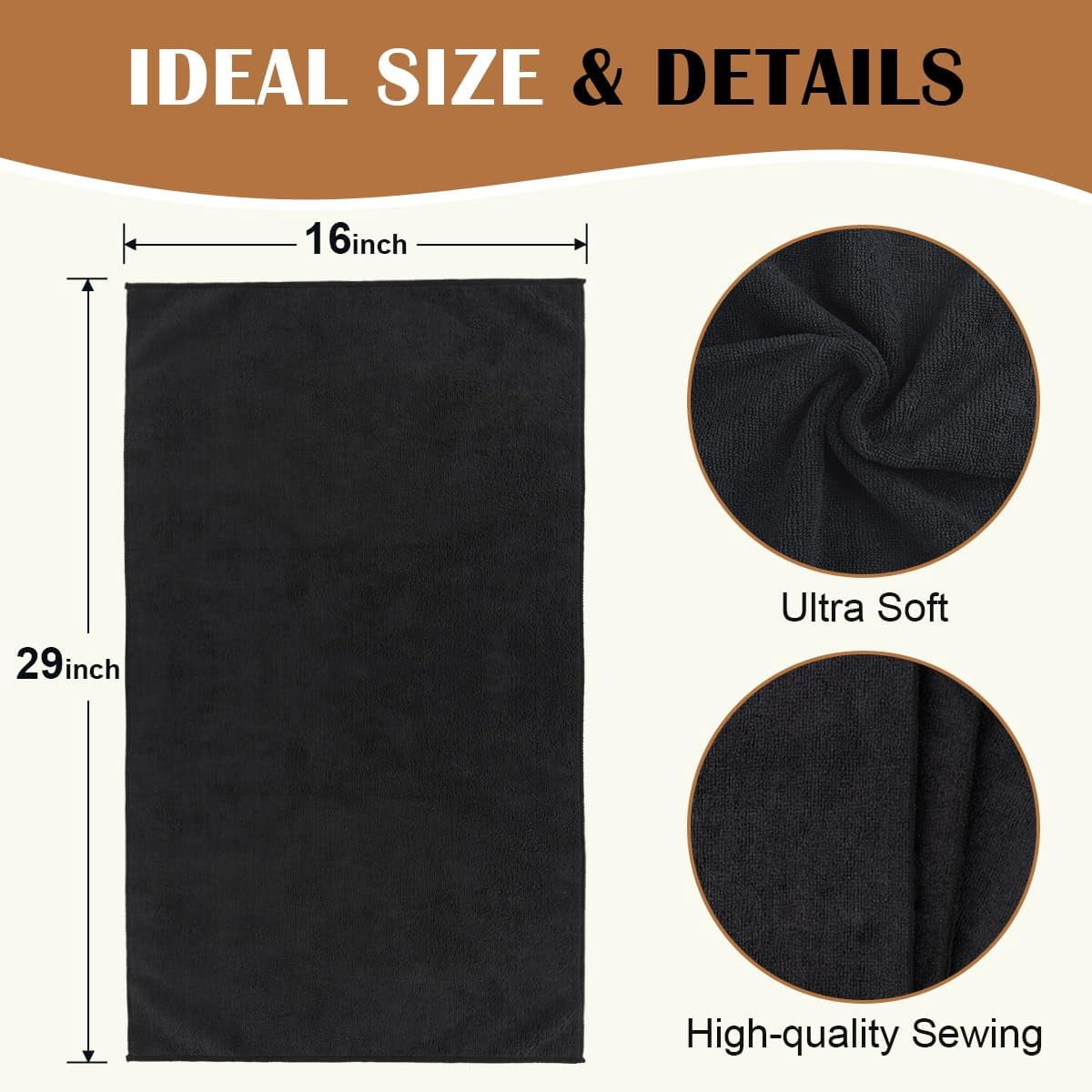 Salon Towels 24 Pack, ber Hair Salon Towel 16 x 29 Inch, Super Soft and Absorbent Black Towels for Salon, Hand, Gym, Bath, Spa and Home Hair Care, Not Bleach Proof