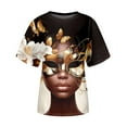 thumbnail image 4 of TSADFHJI T-Shirts en Coton pour Femmes Coupe Ample Mode Décontractée Imprimé Col Rond Manches Courtes T-Shirt Haut TTTG Beige, 4 of 5