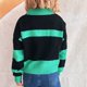 thumbnail image 3 of Ailaofu Womens Striped Polo Sweater Trendy Color Block Crop Tops Casual V Neck Knitted Pullover Jumper Shirts Long Sleeve, 3 of 4