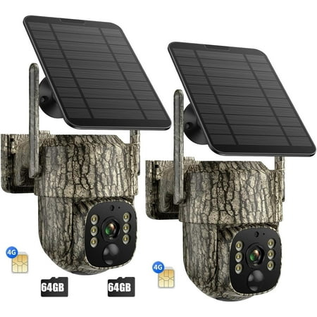 CAMPARK 4G LTE Cellular Trail Camera 2 Pack 2.5K Game Cameras Built-in SIM &SD Card Hunting Cameras Solar Wireless Battery with 360° View & Playback Night Vision Motion Activated Wildlife Cam