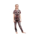 thumbnail image 3 of Family Pajamas Matching Sets - 2 piece Halloween Spooky Face Print Short Sleeved Top Pants Loungewear Set, Matching Halloween Pjs for Family Halloween Nights for 7 Years Pjs, 3 of 7