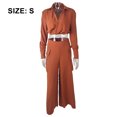 thumbnail image 2 of Monos para Mujer Elegante Manga Larga Sexy Cuello en V Casual Pantalones Largos y Anchos (Naranja), 2 of 6
