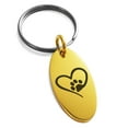 thumbnail image 1 of Stainless Steel Dog Paw Heart Engraved Small Oval Charm Keychain Keyring, 1 of 1