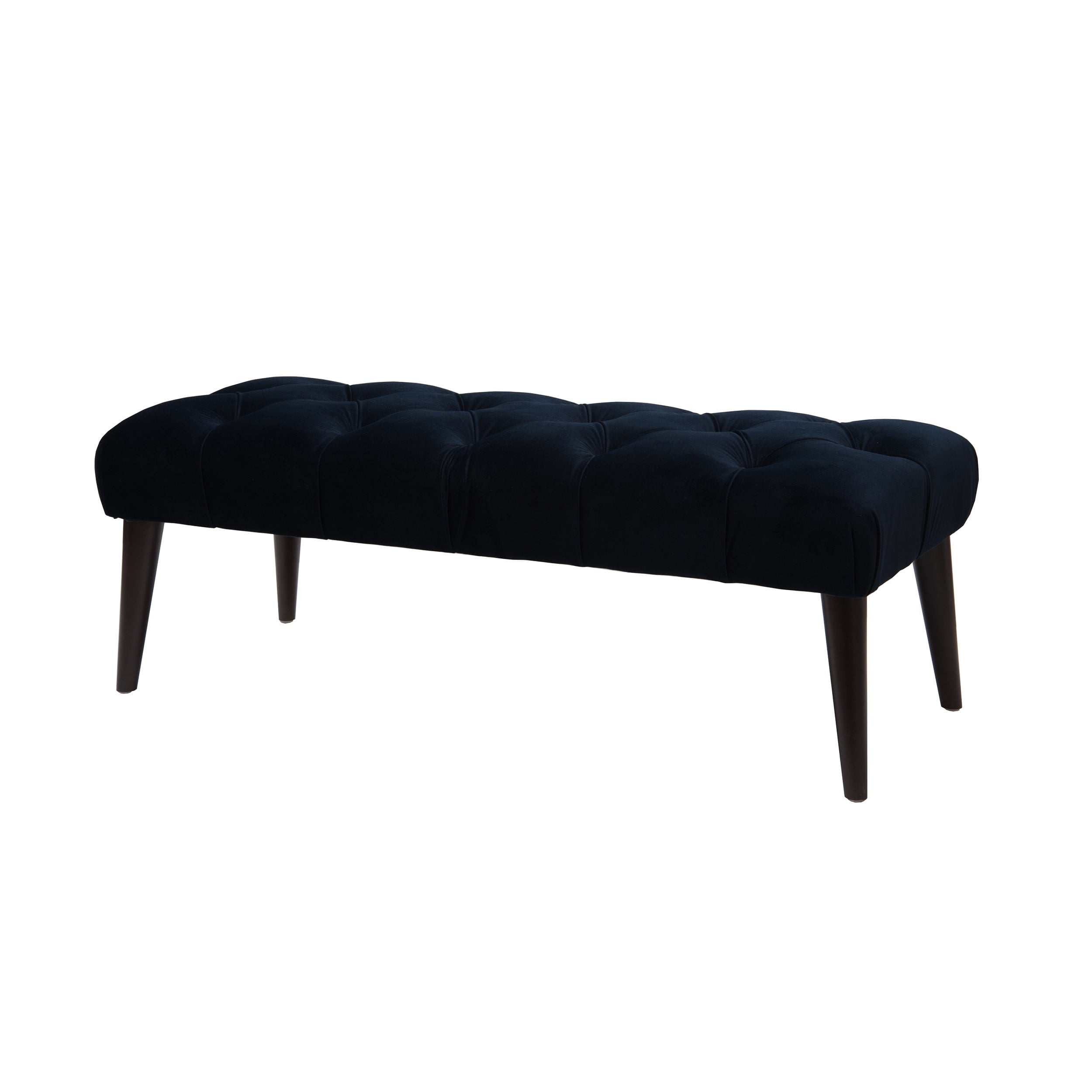 Quinn Tufted Entryway Bench, Dark Navy Blue