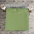 thumbnail image 3 of Ambesonne Green Quilted Bedspread Set 3 Pcs, White Simple Polka Dots, King Size, Olive Green and White, 3 of 3