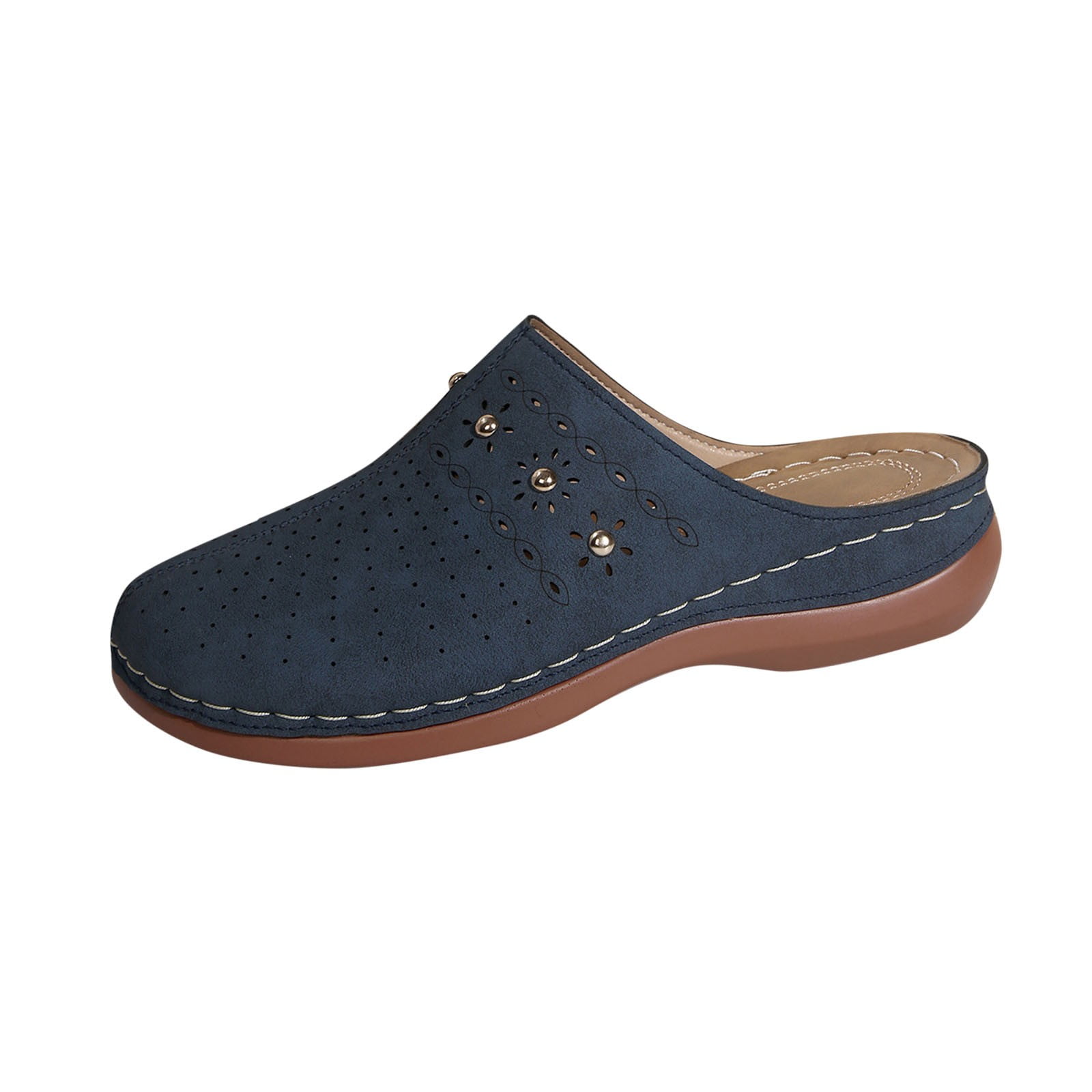 Mules Femme En Cuir Fermées – Semelle Liège Confort – Pantoufles Intérieur/Extérieur Taille 36-41