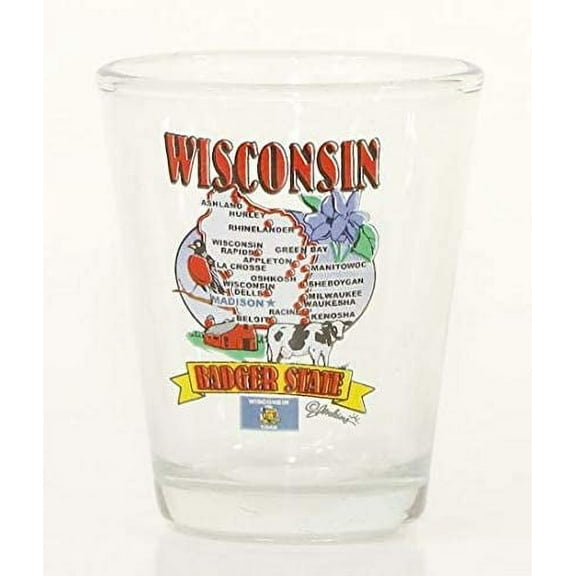 Wisconsin State Elements Map Shot Glass