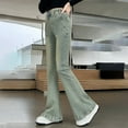 thumbnail image 6 of Gvdentm Jeans Girls 10-12 Girl's Raw Hem Flare Jeans Long Bell Bottom Wide Leg Denim Pants with Pockets(Grey,13-15 Years), 6 of 9