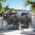 thumbnail image 4 of Abstract Art Outdoor Pillow Covers Pack of 2 Gold Grey Gradient Marble Texture Waterproof Throw Pillow Covers Decorative Cushion Cases for Patio Garden Tent Balcony Couch 16x16 inch, 4 of 8
