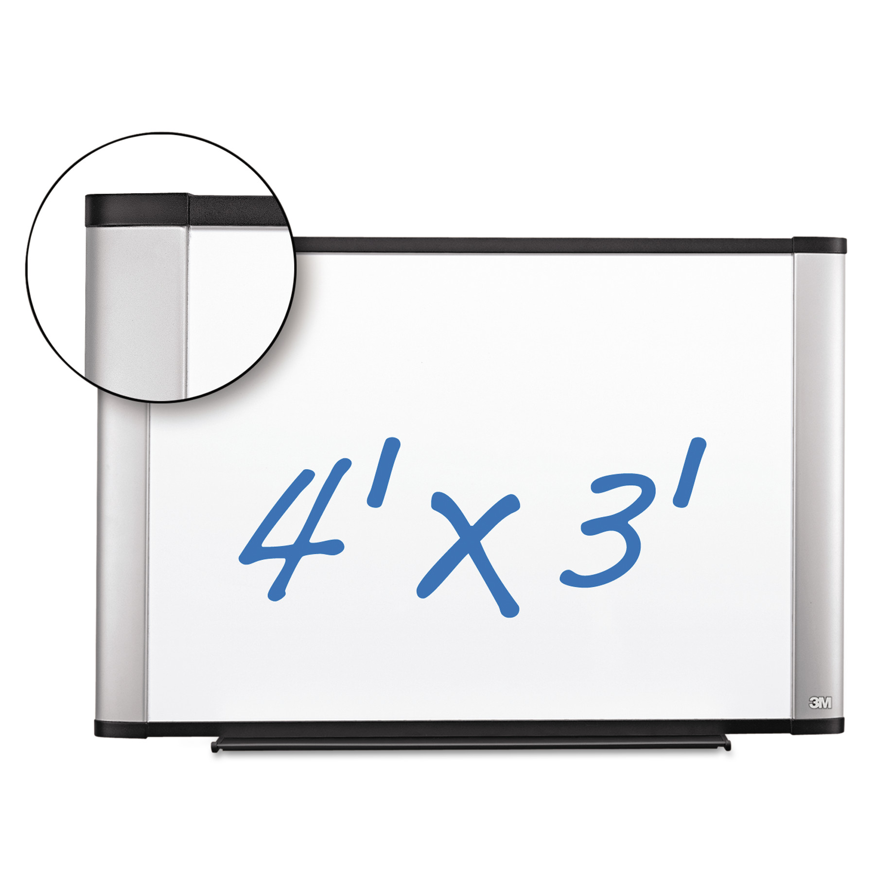 3M Porcelain Dry Erase Board, 48 x 36, Widescreen Aluminum Frame