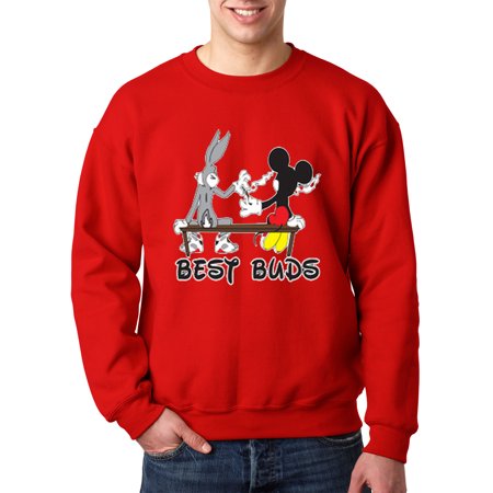 New Way 006 - Crewneck Best Buds Smoking Bench Mickey Bugs Cartoon