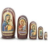 4.5 Set of 5 Mary Holding Jesus Russian Icons Wooden Nesting Dolls