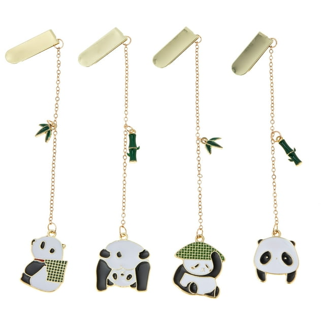 ColoMX 4 Uds. Marcapáginas de decoración de Panda, marcapáginas con Clip, Clips de página de libro, marcapáginas colgantes para estudiantes