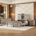 thumbnail image 1 of GOWE Ensemble de Chambre 3 Pcs Format Double Style Ferme Lit Plateforme avec Double Glissade [Construction Robuste] Construction Robuste, Vous Offrant la Combinaison Ultime de Matériau Solide et durable a, 1 of 5