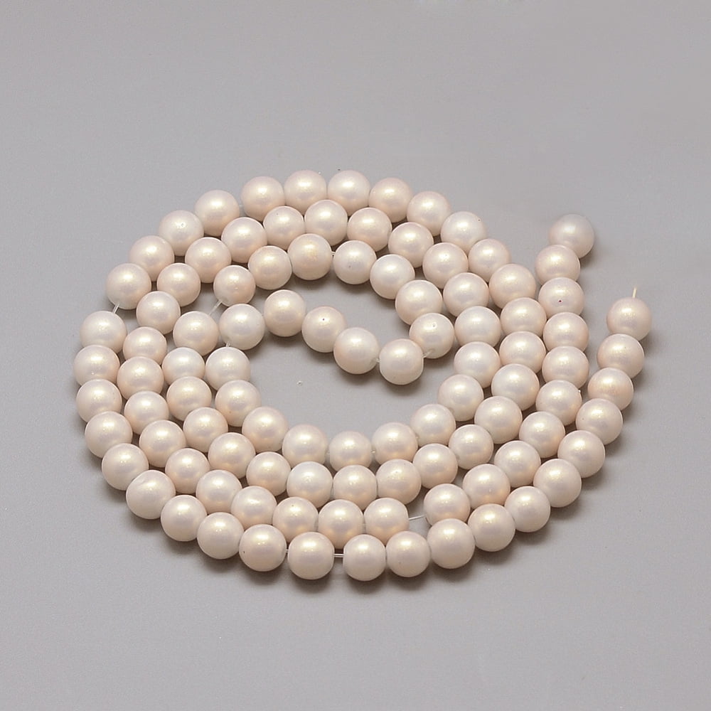 Glass Pearl Beads Strands Baking Painted Pearlized Style Dyed Round Misty Rose 8~8.5mm Hole: 1.5mm about 100~105pcs/strand 31.8 inch DIY