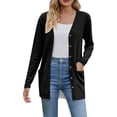 thumbnail image 2 of Women's Cardigan 2025 Fall Fashion Cardigan Lightweight Soft Knit Cardigan For Women Long Sleeve Open Front Coat With Pockets,Black Women's Cardigan XXL, 2 of 6