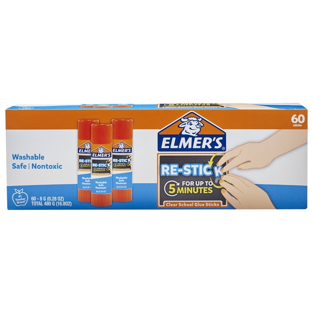 Barra de Pegamento Restickable Transparente No Tóxica Elmer's