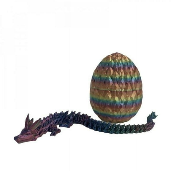 MDR Trading Inc. SC-105.43.1053 Set Of 2 3D Printed Crystal Dragon With Rainbow Hued Egg Figurine