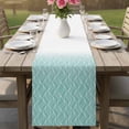 thumbnail image 4 of Modern Teal Green Table Runner 90 Inches, Abstract Ombre Geometric Morocco Bed Runner Dresser Scarves Tabletop for Indoor Outdoor Parties/Ceremony/Banquet, 13" x 90", 4 of 9