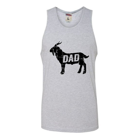 Adult GOAT Dad Greatest Of All Time Funny Father's Day Sleeveless Tank Top Cotton T-Shirt
