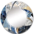 thumbnail image 2 of Designart "Constructing Blue Realms in Blue and Gold I" Abstract Shapes Round Wall Mirror - Modern Oval Printed Decorative Oversized Mirror - Multiple Color Options, 2 of 4