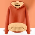 thumbnail image 2 of Fgnfyis Women's Solid Color Hoodie Velvet Lined Thickened and Warm Zip Up Hoodie for Autumn and Winter Casual Comfortable Style Orange XXXXXL, 2 of 4