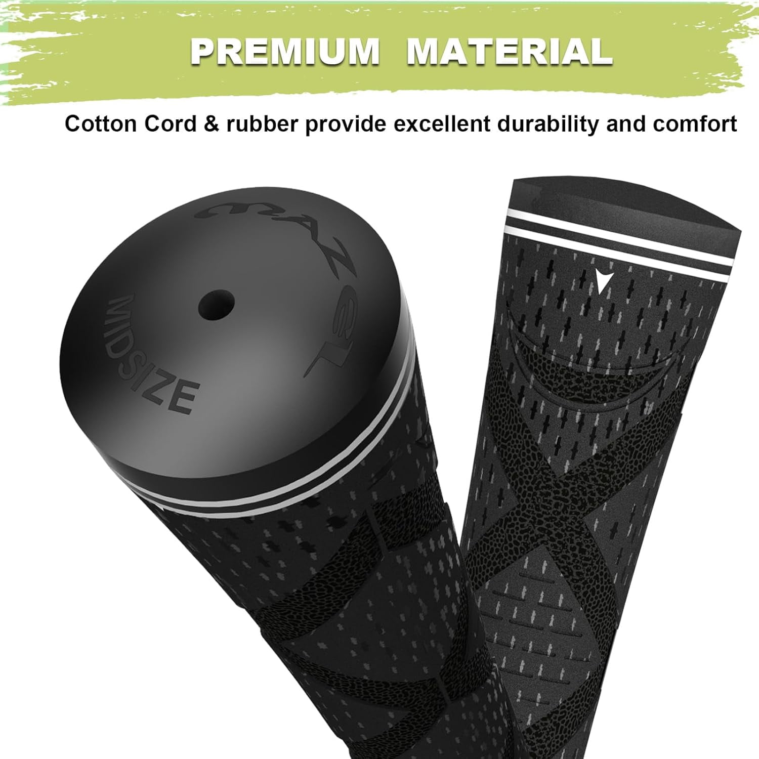 MAZEL Cord Rubber Golf Grips for Men - 10 Pack,All Weather Control Golf Club Grips Standard/Midsize,High Feedback & Traction