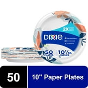 Dixie Paper Plates, 10 inch, 50 Count, 2X Stronger*, Multicolor, Disposable Plates