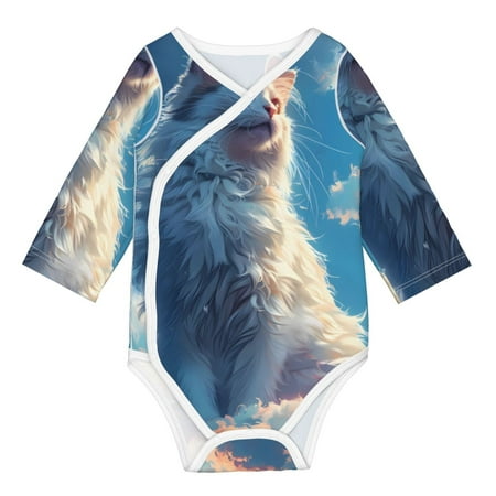 

Gaeub Clear Sky Blue Cat Unisex Babies Long-Sleeve Bodysuit 100% Organic Cotton-18 Months
