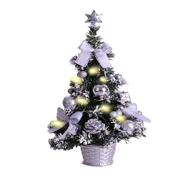 Decoraciones Del Árbol de Navidad, Nieve Flocada Bisagrada Artificial Mini Árbol de Navidad Falso Abeto Completo para el Hogar,Luces Del Árbol de Navidad para la Decoración de la Fiesta de la Oficina
