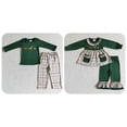 thumbnail image 2 of Conjunto de ropa de dormir con bordado de perro, ciervo y pato para niño y niña, conjunto de algodón verde, pantalones a cuadros, pijamas infantiles, venta al por mayor, 2 of 4
