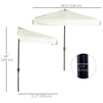 thumbnail image 3 of Outsunny 7.5ft Half Umbrella Patio Parasol Sun Shade, Crank Handle, Cream, 3 of 10