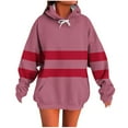 thumbnail image 2 of Hoodies for Women Trendy Cheap Ndbuld Women's Contrasting Blouses Hooded Sweatshirts Long Sleeved Pocket Fashion Top Pink M, 2 of 6