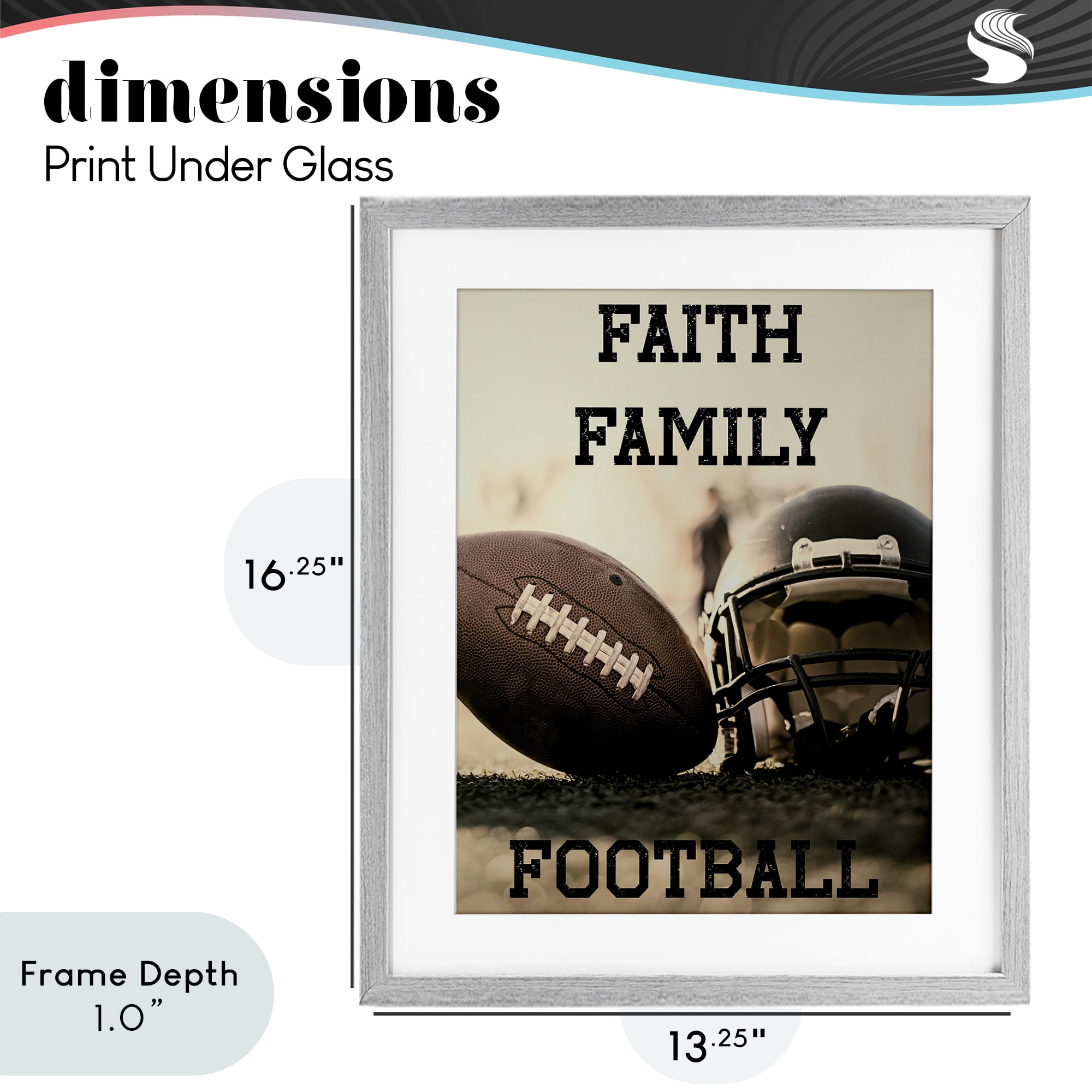 Stupell Industries Faith Family Football Gray Framed Print Under Glass, design by Jesse Keith