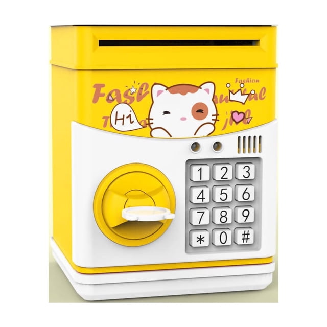 Alcancía con diseño de animales de dibujos animados para niños, bonita alcancía con música, moneda para contar historias, juguete para ahorrar dinero, regalo amarillo