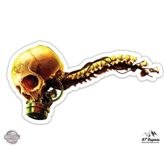 Biohazard Skull Spine - 3" Vinyl Sticker - For Car Laptop I-Pad Phone Helmet Hard Hat - Waterproof Decal
