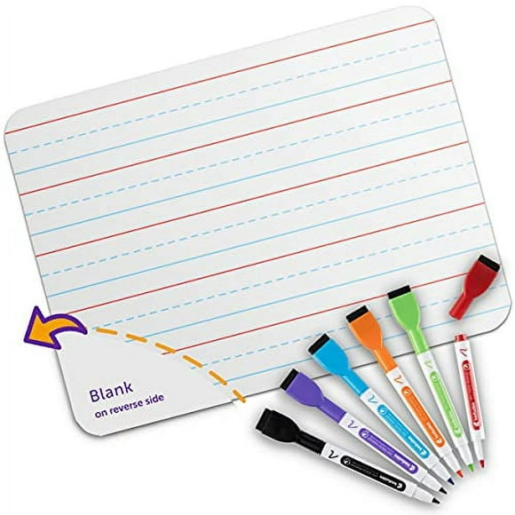 Kedudes Quality Ruled Dry Erase Lapboard - Dry Erase Board with Lines and Blank Surface for Kids Learning, Math, Writing - Student, Teacher & Homeschool Supplies - with 6 Magnetic Markers (9"x12")