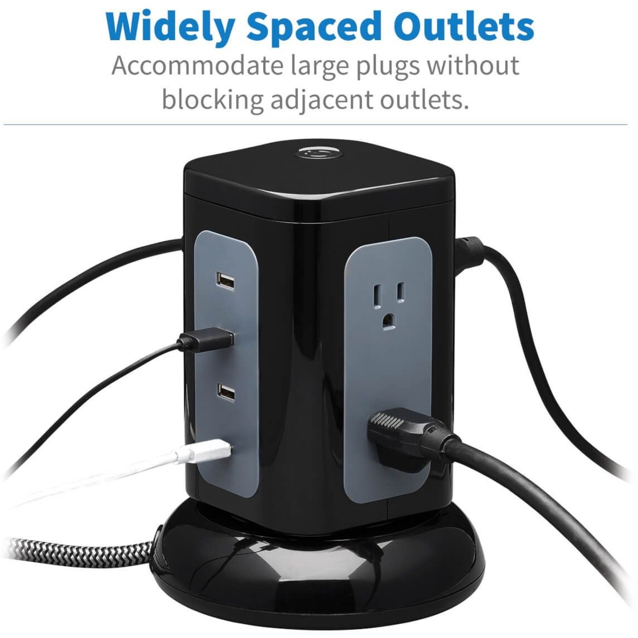 Tripp Lite Surge Protector Tower 6-Outlet 3x USB-A 1x USB C Black TLP606UCTOWER