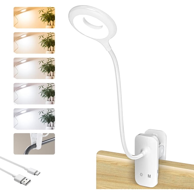 Trahoo Lampe de Lecture à Clipser pour Lit, Lampe de Chevet à Protection des Yeux, 25 Réglages Lampe de Lecture LED, Lampe de Lecture Rechargeable USB, Lampe de Bureau à Pince avec Cou Flexible, Lampe de Lit à Contrôle Tactile