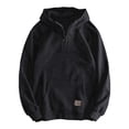 thumbnail image 5 of Lohuatrd Men Autumn Winter Hoodie Zipper Decor Hooded Thickened Long Sleeve Loose Pullover Elastic Cuff Warm Big Pocket Mid Length Streetwear Simple Style Men Hoodie, 5 of 8
