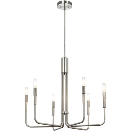XiNBEi Lighting 5 Light Black Chandelier - Farmhouse Pendant Light With Dual Glass Shades, Adjustable Hanging