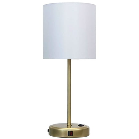 Mainstays 19  Height Gold Finish Metal Material Stick Lamp  USB and USBC Ports  Modern  Office and Dorm