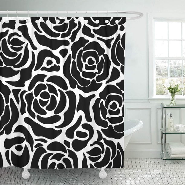 KSADK White Black Roses Retro Floral Pattern Flower Abstract Dark