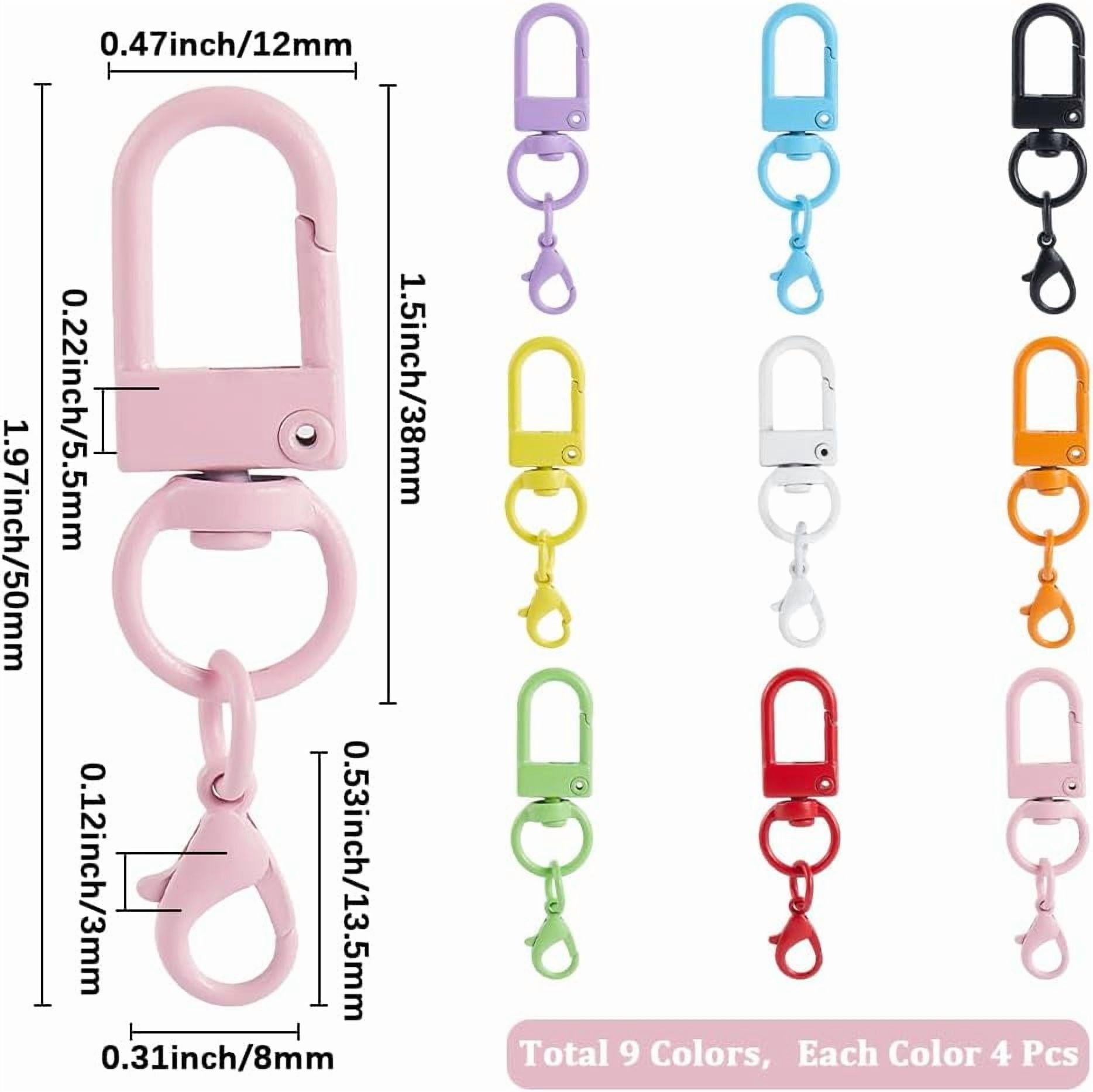 36Pcs 9 Colors Colorful Swivel Clasps Metal Lobster Claw Clasp